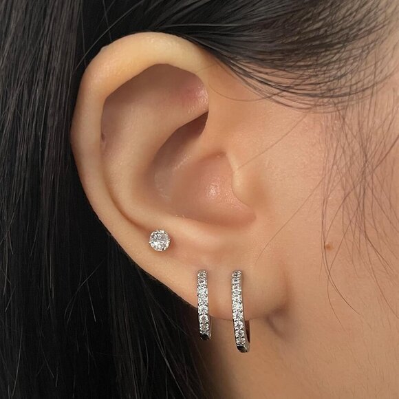 Sterling Silver Hoop & Stud Earrings Set for Women - 6 Pairs - Picture 6 of 8